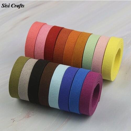 Sisi Crafts Tape Thick 1cm Flat Suede Cord 10mm Faux PU Flat Cord Ribbon Bias Layering DIY Dog Cat Pet Collar Handmade Material
