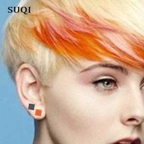SUQI 4 pairs of candy colors stainless steel Ear Studs non-toxic stars moon Triangle Ear Nails earrings jewelry for women 2019