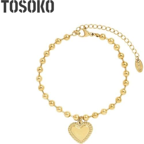 TOSOKO Stainless Steel Jewelry Lovers Heart-Shaped Love Bracelet Sweet Fashion Chain For Female BSE173