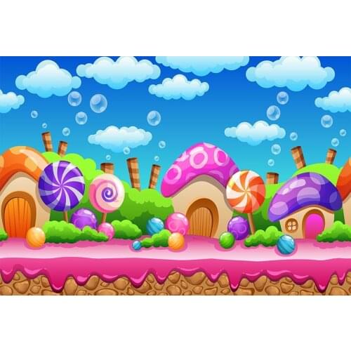 Candy playground kids photo backgrounds digital vinyl baby shower photo backdrop for photographer studio kits fotografia lv-2307
