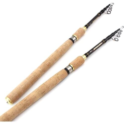 High Quality 1.8m 2.1m 2.4m 2.7m Spinning Rod carbon telescopic fishing rod lure rod wooden handle pole Fishing Tackle