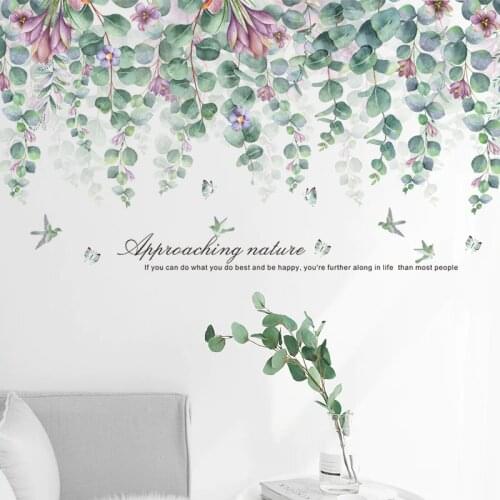 Large Nature Green Leaves Wall Stickers for Living room Bedroom TV Sofa Background Removable DIY Wall Decals Eco-friendly Murals