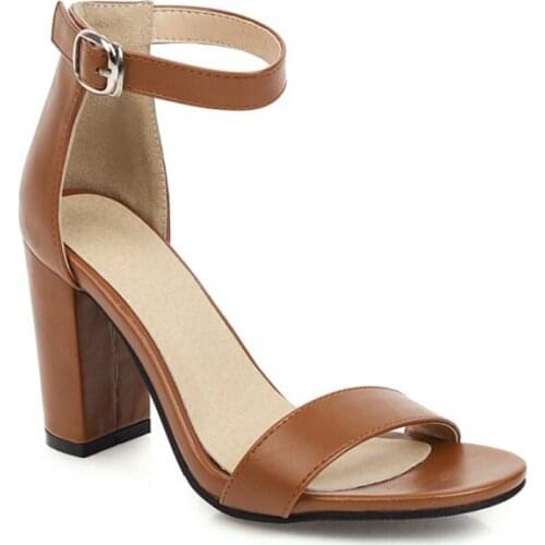 2020 New Fashion Fairyland Style Black Versatile Thick Heel Middle Heel High Heels for Summer Wear One Word Sandals for Women