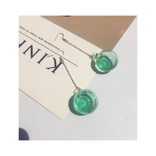 New Trendy Korean Transparent Bubble Ball Glass Water Inside Drop Pendant Earrings for Women Female Girl Trendy Jewelry Gifts