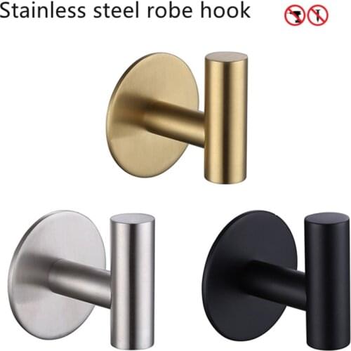 304 Stainless Steel Brush Gold Robe Hook No Drilling Coat Hook Wear-resistant Corrosion-resistant Door Hanger Hook for Bathroom