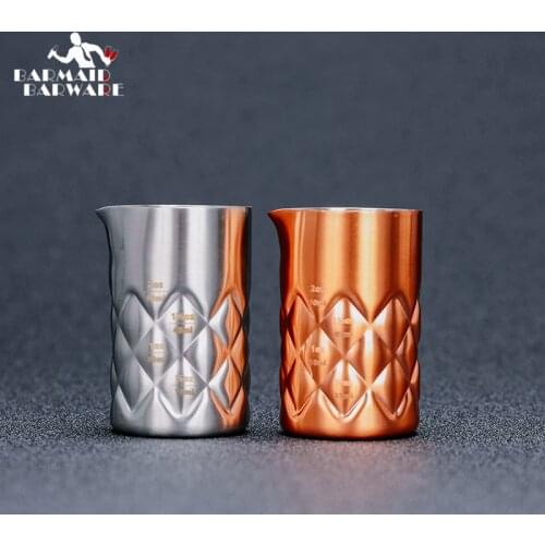 100ml 304 Measuring Cup Tools Bar Measure Cocktail Jigger - Metal Bar Spirit Measure with Pour Spout Silver/Copper