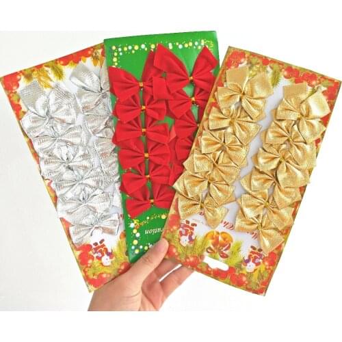 12 pcs/lot Pretty Bow Tie Christmas Tree Ornaments Christmas Pendant Tree Decoration Baubles 2019 New Year Decorations For Home