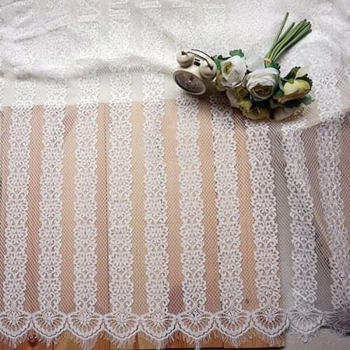 150cm width*3 meters Delicate Stripe Eyelash Lace Trim Lace Fabric for Women Dress for DIY