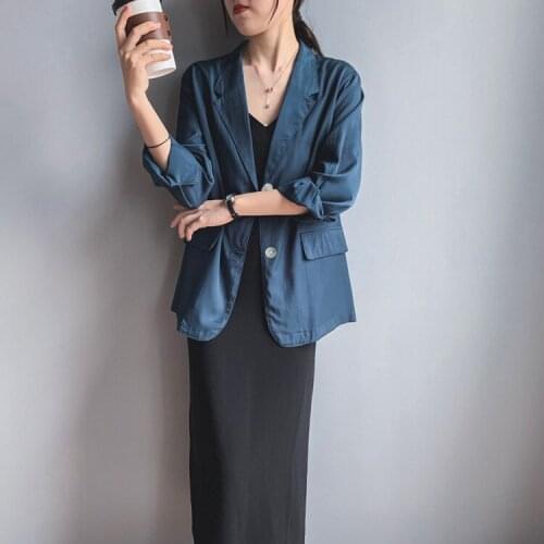 2020 New Summer Blazer Styel Thin Turn Down Collar Vintage Chiffon Coat Casaco Feminino Tops For Women