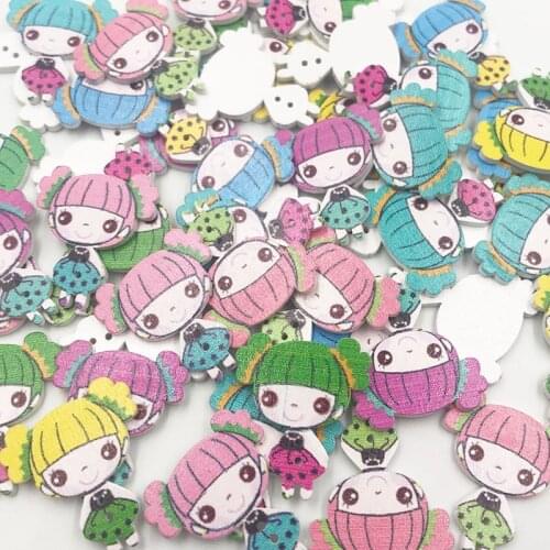 25/ 50/100Pcs Mixed Girl Wood Apparel Sewing Buttons For Clothes Scrapbooking Decorative Handicraft DIY Accessories WB713