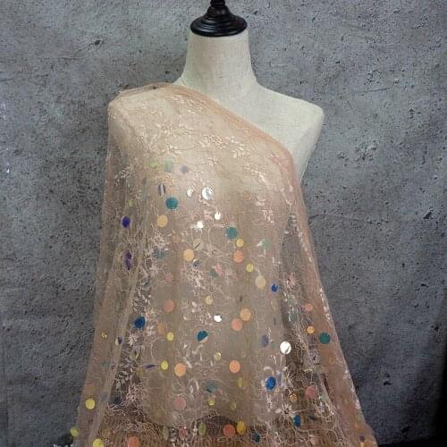 3Y/lot New Laser Sequins Embroidered Lace Fabric Dress Clothing Fabric DIY Decoration Wedding Lace Accessories