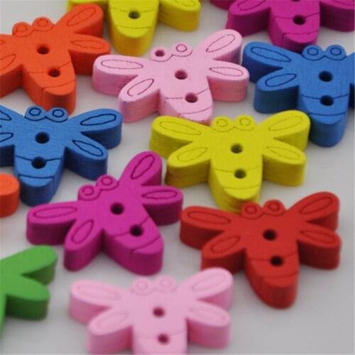 50pcs Wood Buttons Butterfly DIY Craft Scrapbook Sewing WB152
