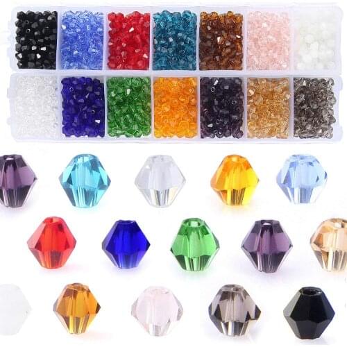 5238 Bicone Crystal Beads Bulk Beaded-Wholesale 4MM Czech Beads Mix Lot of 1400pcs Faceted Crystal Glass Beads for Jewelry