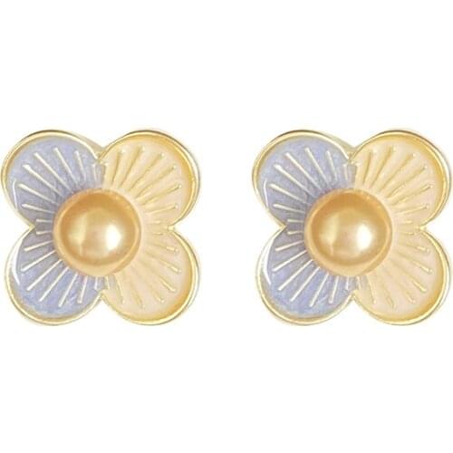 10 pair / lot Costume Jewelry accessories metal flower pearl earrings