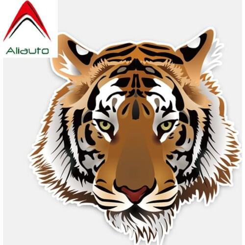 Aliauto Personality Car Sticker Tiger Head Accessories Vinyl Decal Waterproof Cover Scratches for Opel Seat Vw Nissan ,14cm*14cm