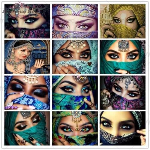 5D Diamond Embroidery Muslim Woman Eyes DIY Diamond Painting Islam Beauty Full Drill Rhinestone Mosaic Pictures Cross Stitch Kit