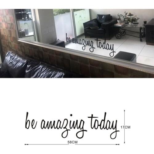 Be Amazing Today Quote Waterproof Wall Stickers For Toilet Bathroom Mirror Decor Wall Art Decals Home Decoration Accessories