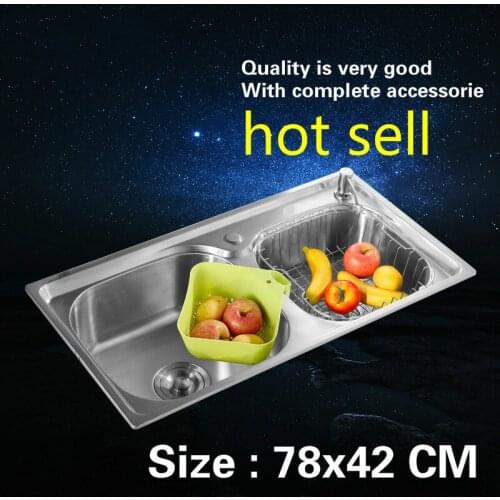 Free shipping hot sell kitchen sink double groove sink do the dishes 304 stainless steel 78x42 CM