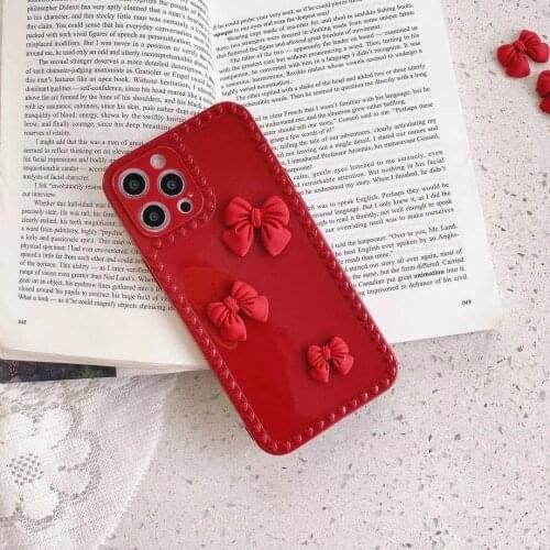 For Xiaomi 11 Red Bow Love Frame Candy Color Camera Protection Xiaomi 11 Phone Case For Xiaomi 11 Silicone Cover For Xiaomi 11