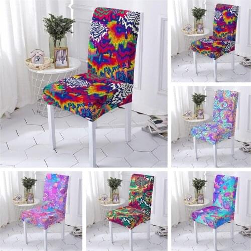 Buddha statue Printed Chair Cover Dining Elastic Chair Cover for Dining Room Spandex Stretch Elastic Office Chair 1/2/4/6pcs