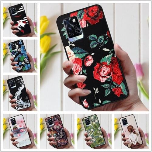 3D Emboss Flower Case For Infinix Note10 Pro Cover Cute Relief Case For Infinix Note 10 Pro NFC Phone Case Note 10 Plus Coques