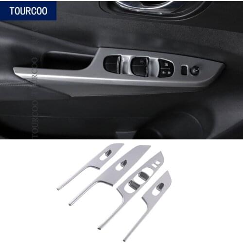 For Nissan Terra 2018 Window Lift Switch Button Panel Cover Trim Sticker Car Door Armrest Decoration Cover Trims