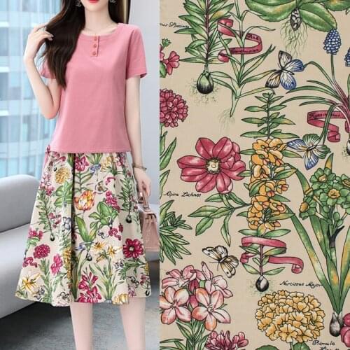Plant Flower Printed Cotton Fabric For Dress Tissus Coton ImprimÉ Sewing Telas Algodon Estampadas Ткань Au MÈTre Tissu Tela DIY