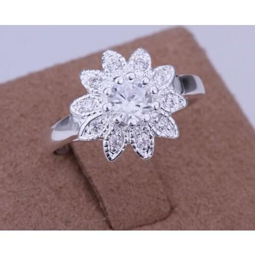 R151 free shipping sterling ring, trendy jewelry, Inlaid stone Sunflower Ring /ggeaoxla bfsajwza silver color