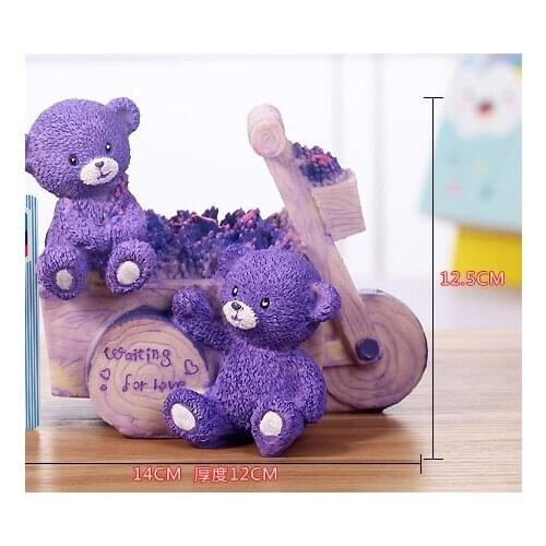 Piggy Bank Lavender Bears Car Of Resin Furnishing Articles Bear Birthday Gift Childrens Day Unisex Simulation Cash Register