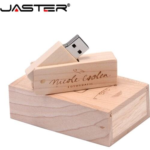 JASTER USB 2.0 (1 PCS free LOGO) wooden usb +Push-pull box USB flash drive memory stick pendrive 4G 8G 16G 32G 64G u disk gifts