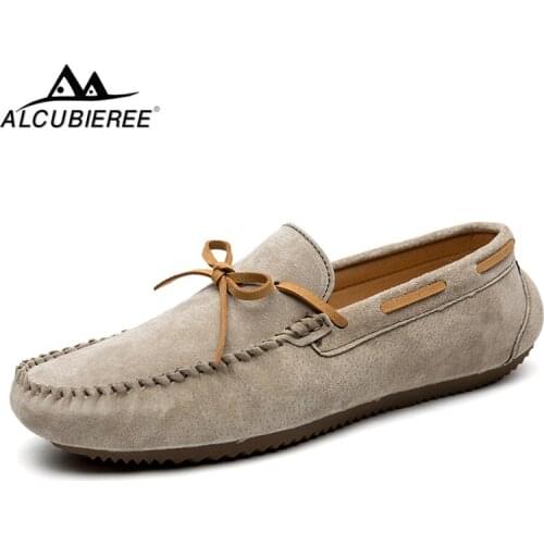 ALCUBIEREE Mens Fashion Loafers Cow Suede Leather Moccasins Men Casual Driving Shoes Comfort Slip on Flats Shoes Zapatos Homme