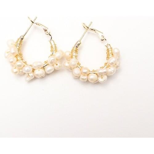 MPE007 Trendy Natural Pearl Earrings Irregular Pearl Beads Earrings Gold Electroplated Earrings Women Fashion Jewelry Earrings