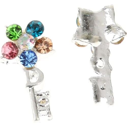 Set of 10pcs 3D Nail Art Key Shape Glitter Alloy Rhinestones Peal Charms Jewelry DIY Craft