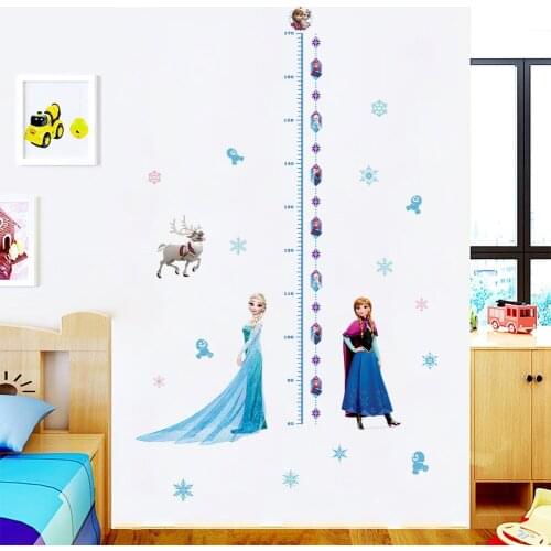 Disney Frozen Princess Growth Chart Wall Stickers For Kids Rooms Home Decor Elsa And Anna Height Measure Wall Decals Pvc Mural
