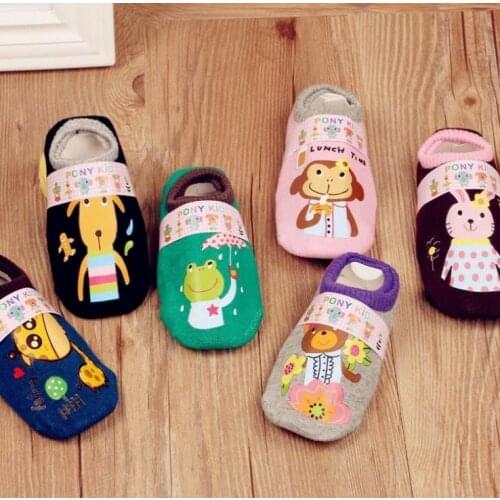Unisex baby cartoon animal silicone non-slip floor socks for 0-2 years infant kids ship socks 6 pairs/lot mix