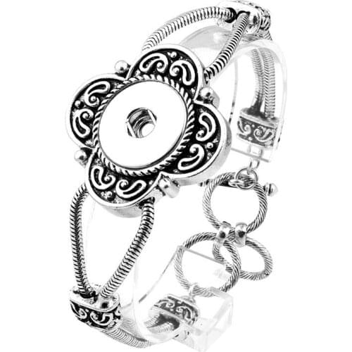 New Fashion Metal Snap Bracelet Link Chain Bangles Fit 18mm Snap Suttons DIY Jewelry For Women Men ZE319