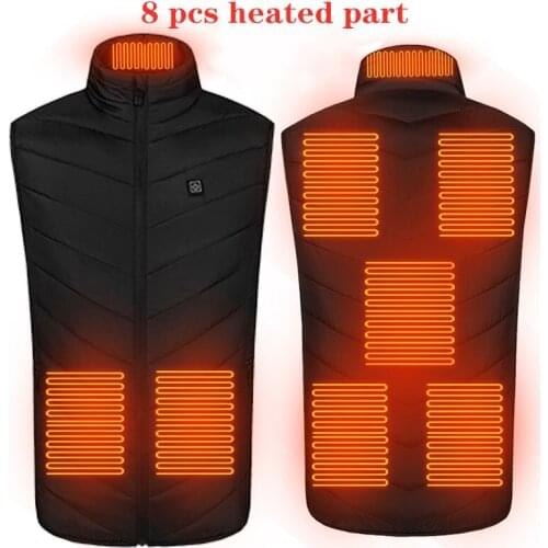New Usb Heated Vest 8 Places Heating Jacket Men/Women Outdoor Clothes Winter fishing Hunting Heating Vest Heated Jacket Veste