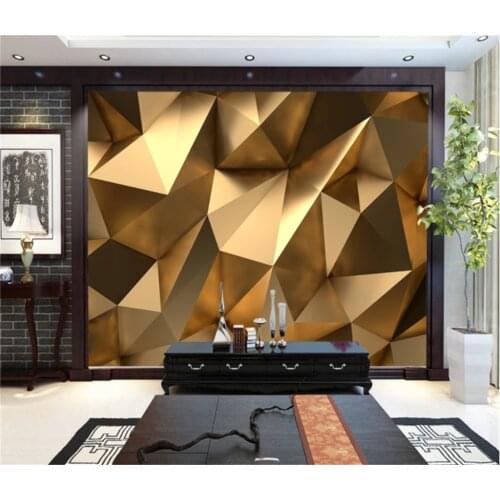 Beibehang papel de parede Custom wallpaper fashion photo mural Golden polygonal solid rhombus triangle background 3d wallpaper