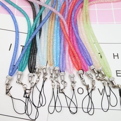 Mobile Phone Straps Multi-function Hanging Neck Net Rope Long Lanyard for IPhones Keys USB Cell Phone Crystal Lanyard