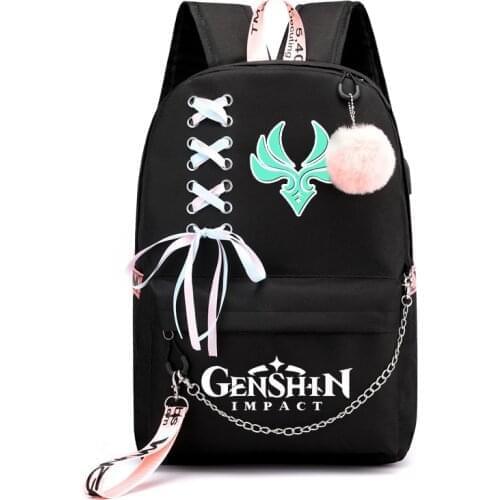 Game Genshin Teenage Girls Boys Backpack Students School Bags Pattern Childrens Schoolbag Mochilas Usb Charging Bookbag