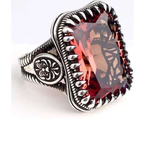 Handmade Sultanite Man Silver Ring,Sultanite Rectangular Silver Men Ring, Silver Man Ring