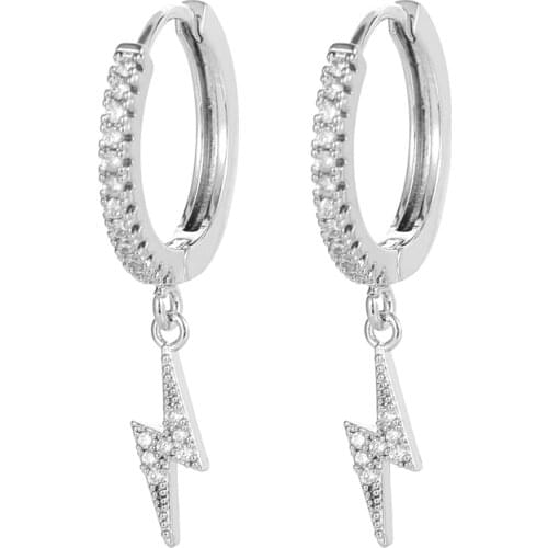 SIPENGJEL Tiny Geometric Star Lighting Drop Hoop Earrings Personality Pendant Hoop Earrings For Women Party Jewelry 2021