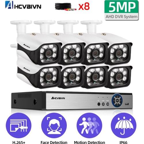 HD CCTV Camera System 8CH 5MP AHD DVR NVR Kit Video Surveillance System 8CH Outdoor Waterproof 5.0MP Security Cameras System