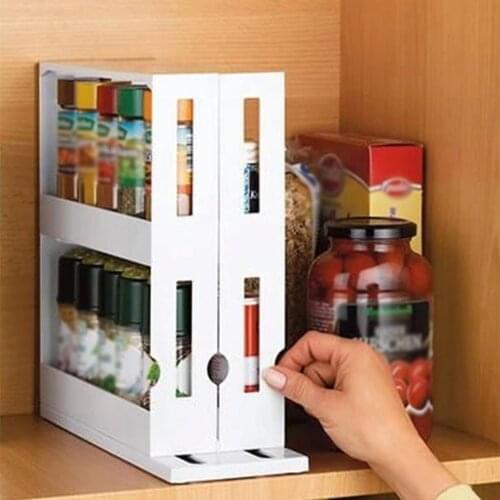 Delicate Spice Rack Double Storage Food Rack Rotating Spice Storage Shelf for Kitchen Bathroom