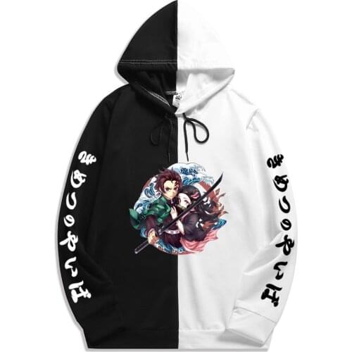 Anime Demon Slayer Tanjiro Nezuko Print Hoodie The Sharingan Double Color Hoodies Pullover Sweatshirt Harajuku Thin Clothing men