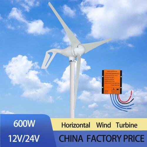 Wind Turbine Generator 12V 24V 48V 600w 3/5 blades Free Alternative Energy Windmill With MPPT Hybrid Controller 3/5/6 Blades