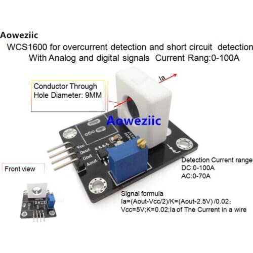 WCS1600 for overcurrent detection and short circuit detection With Analog and digital signals Current Rang:0-100A 0.02V/1A