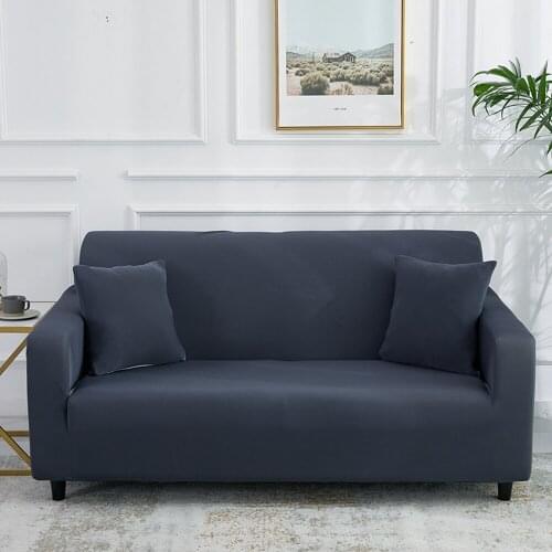 Armchair Protection Sofa Cover for Living Room Single Lover 3 4 Seater Grey Solid Color Elastic Spandex Couch Cover
