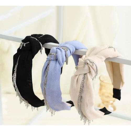 2021 New Women Bowknot Wide Hairband Cross Knotted Head band Girls Fashion Fabric Headband Solid Head Hoop Lady Hair Accessories