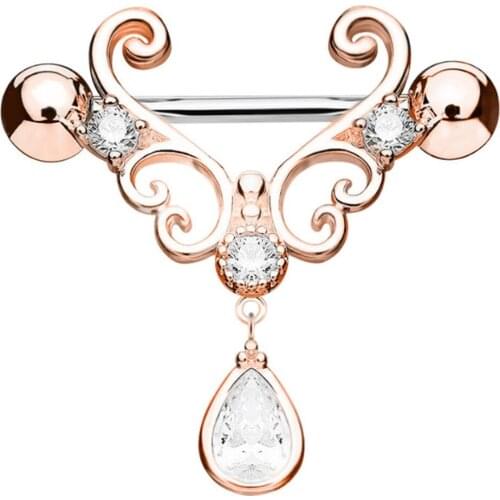 ASHMITA 2019 Rose Gold Water Drop Pendant Nipple Ring Young Fashion Gift For Women Sexy Body Jewelry